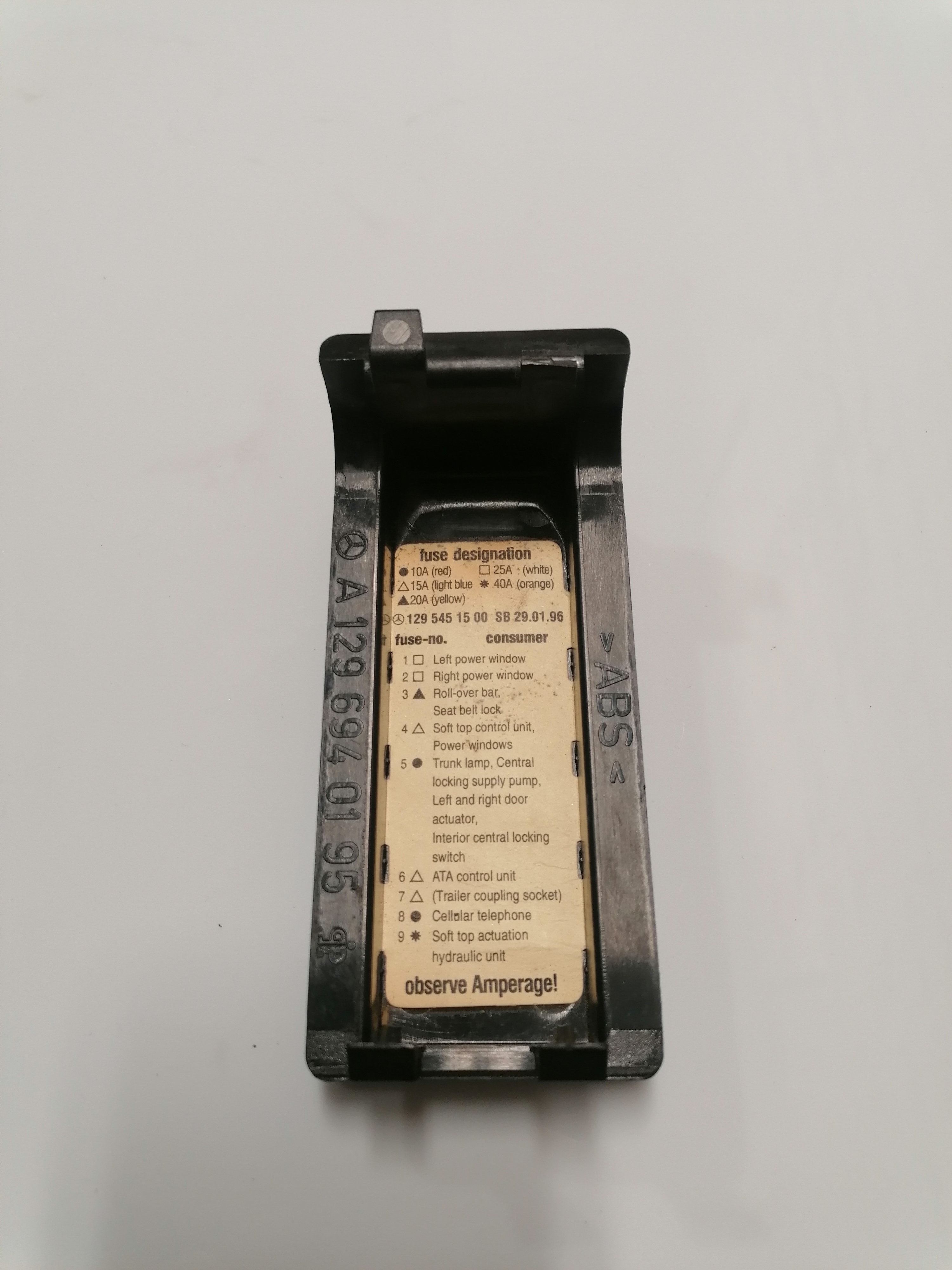 1296940195 Rear Fuse Box Plastic Cover Black 73