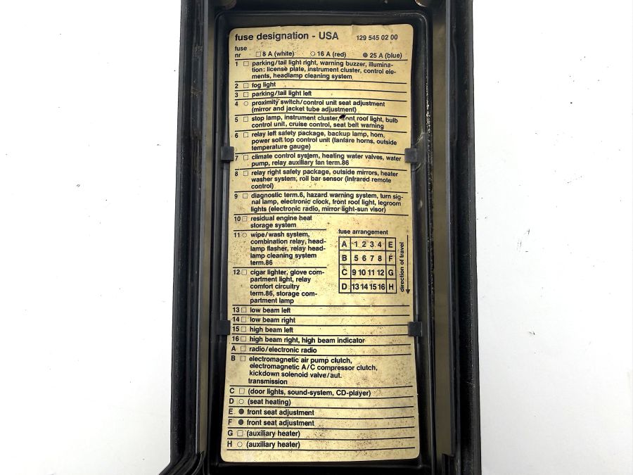 1245401750 1245400082 12454001823 | Mercedes 300SL-24 | R129 Left side fuse box