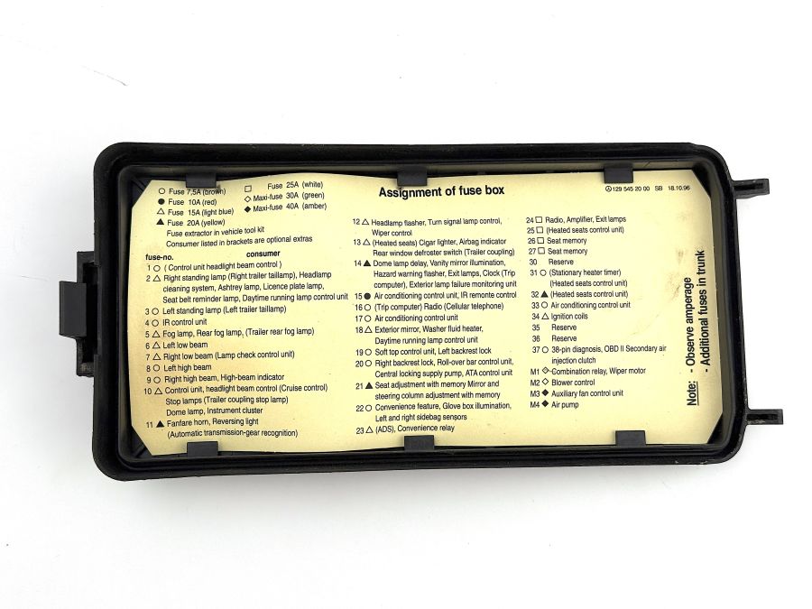 1295450747 1295401050 1295452000 | Mercedes SL500 | R129 Fuse box with cover 1295450747 1295401050 1295452000 | Mercedes SL500 | R129 Fuse box with cover