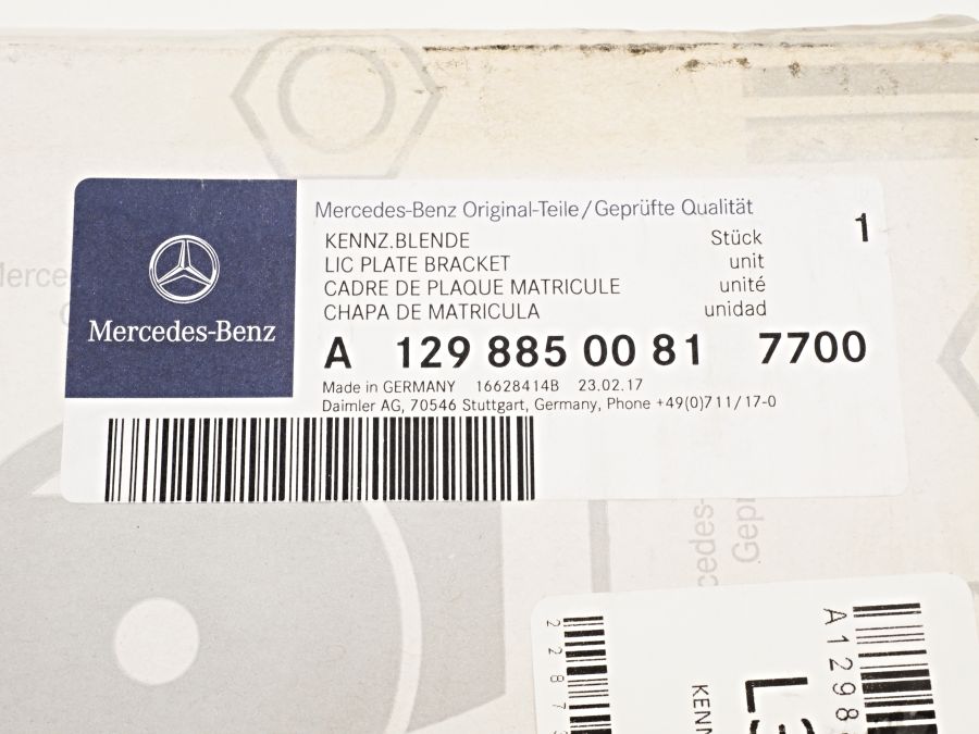 1298850081 12988500817700 | Mercedes SL-Class | R129 Prefacelift front bumper license plate holder