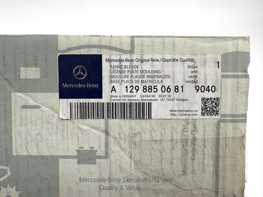1298850681 12988506819040 | Mercedes SL-Class | R129 Facelift front bumper license plate holder 1298850681 12988506819040 | Mercedes SL-Class | R129 Facelift front bumper license plate holder