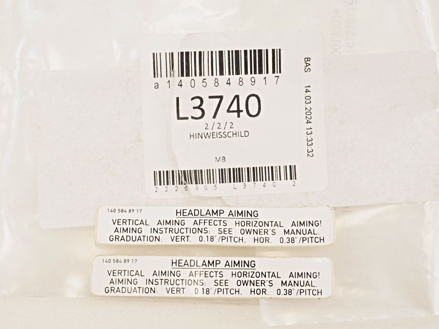 1405848917 | Mercedes SL-Class | R129 Xenon headlamp information label